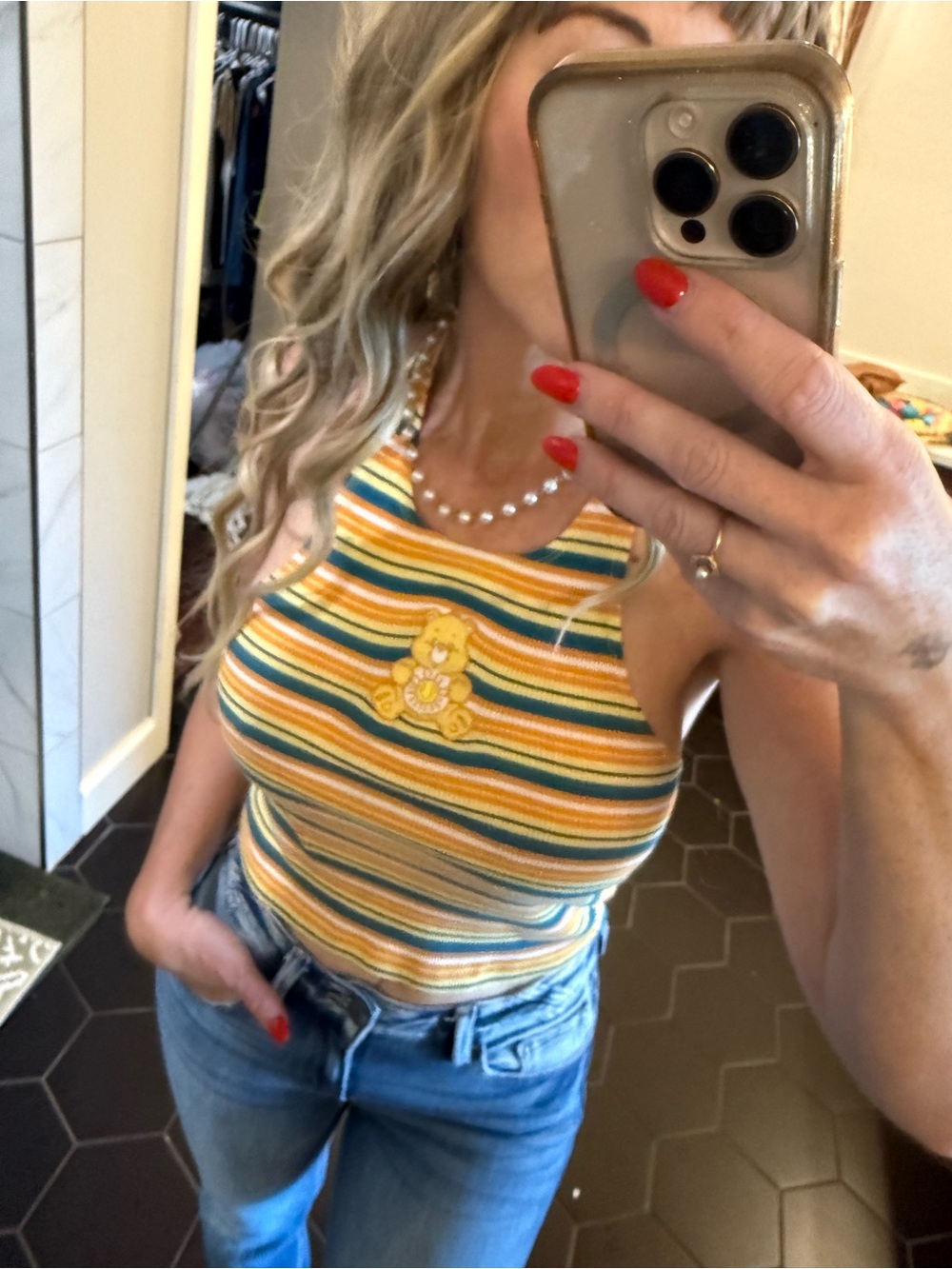 Care Bears Retro Striped Halter Tank Top | Y2K Baby Tee Vibes